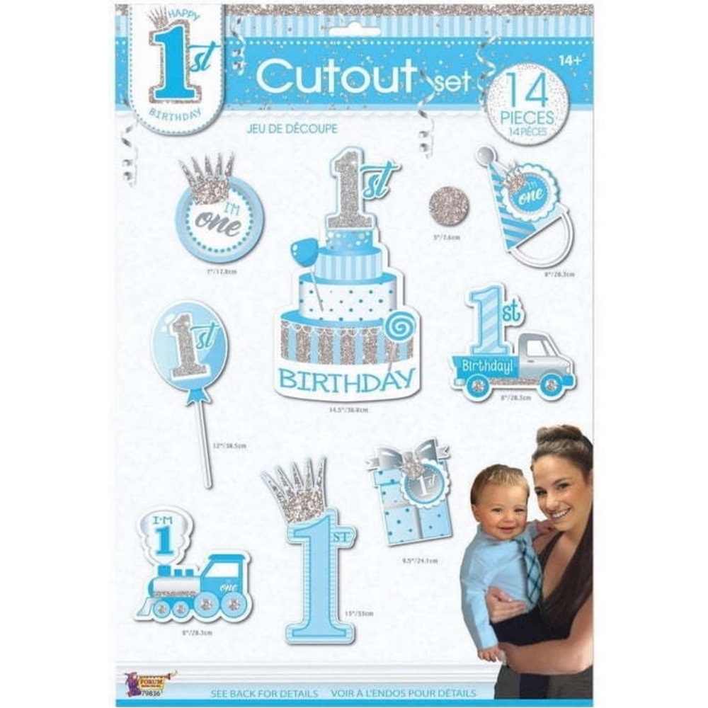 Forum Novelties 1st Birthday Blue Cut Out Set Party Supplies 14 Count